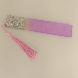 Marque Page Rose Transparent avec Paillettes Argentées