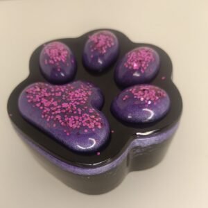 Boîte Patte de Chat Noir avec Coussiné Violet Pailleté Rose