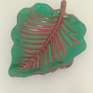 Jolie Vide Poche en Feuille Verte et cuivré