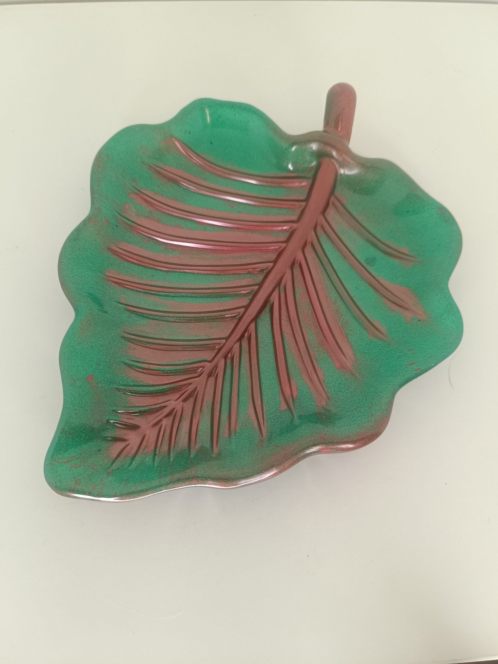 Jolie Vide Poche en Feuille Verte et cuivré